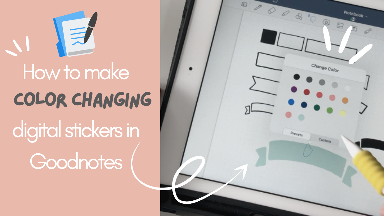 🏷 How to make EDITABLE/ COLOR CHANGING stickers in Goodnotes | 📚Digital planner stickers
