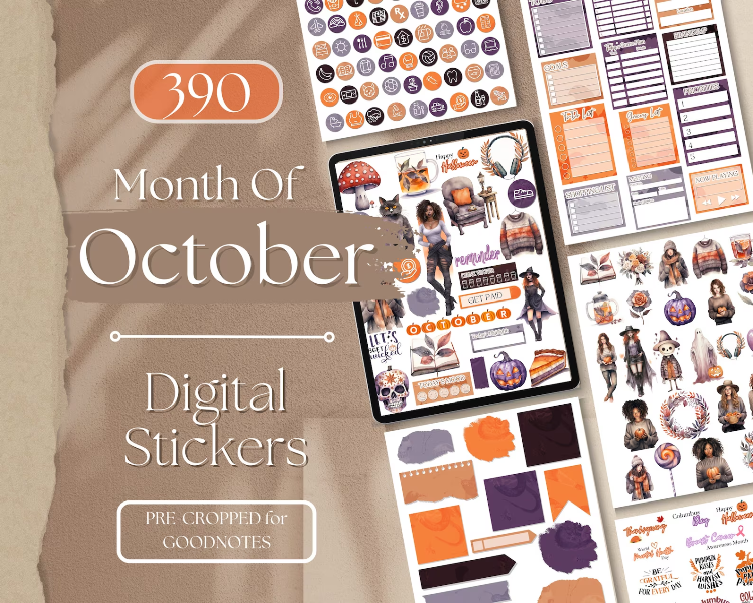 Witchy Digital Sticker Pack, Spiritual Stickers for Witchy Planner